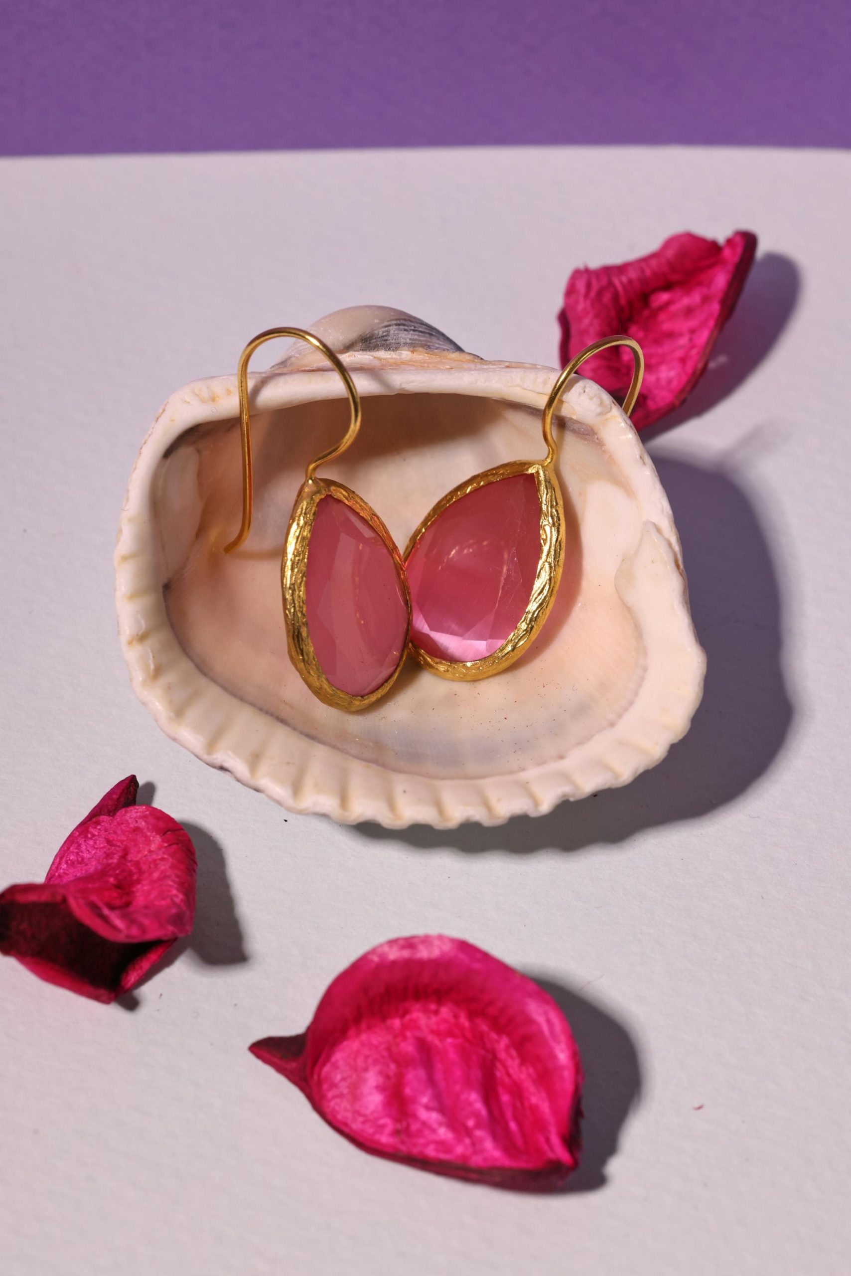 Boucle d'oreille quartz rose bien-être